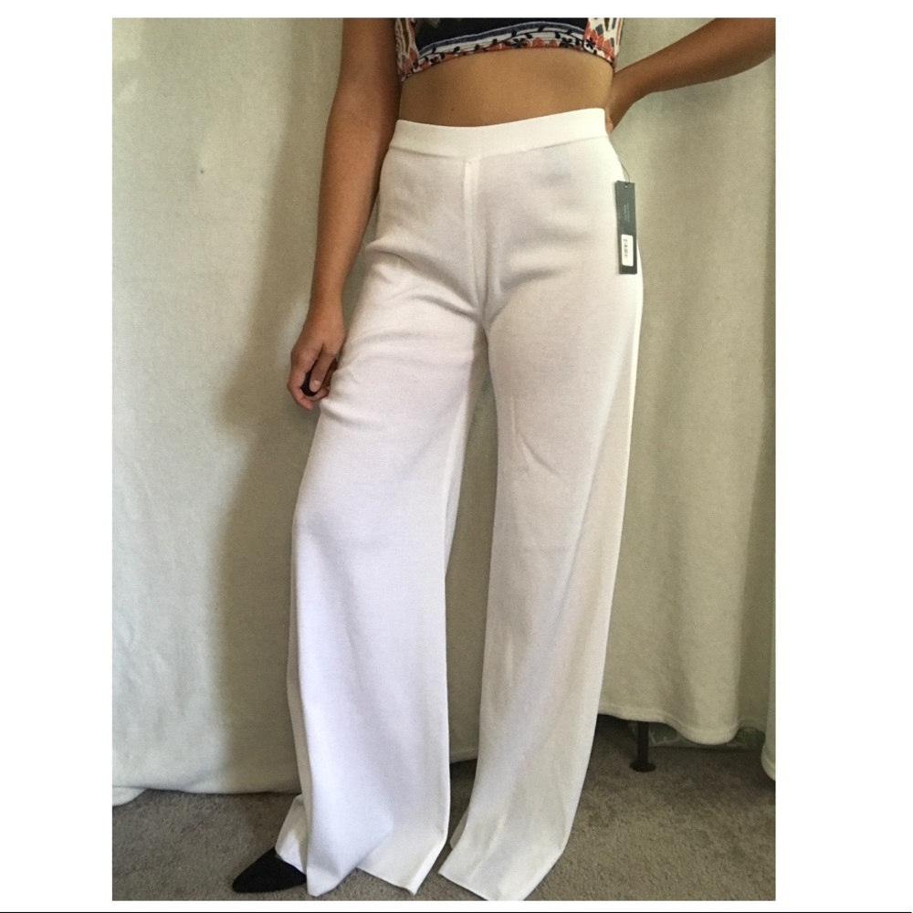 White beach style flared pants